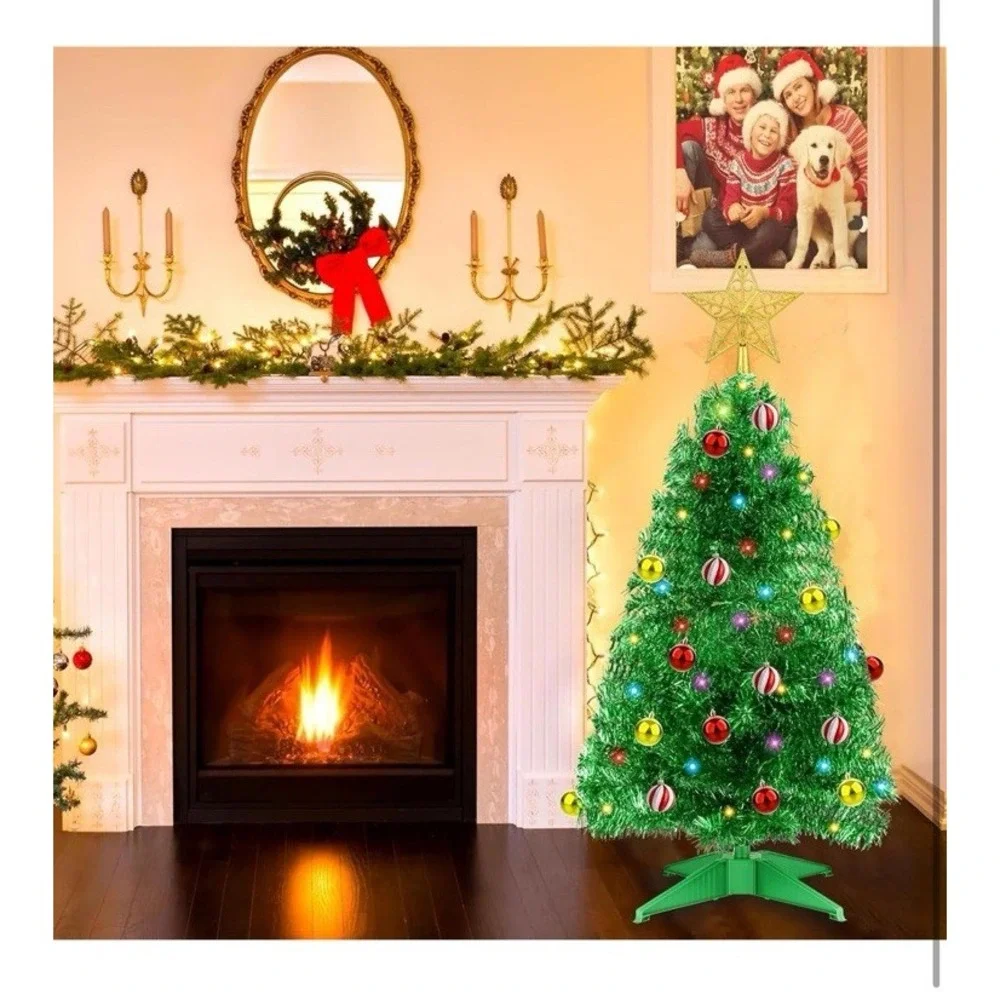 3 FT Small Artificial Green Christmas Tree w/ 50 Warm White &‎ Multicolor Lights